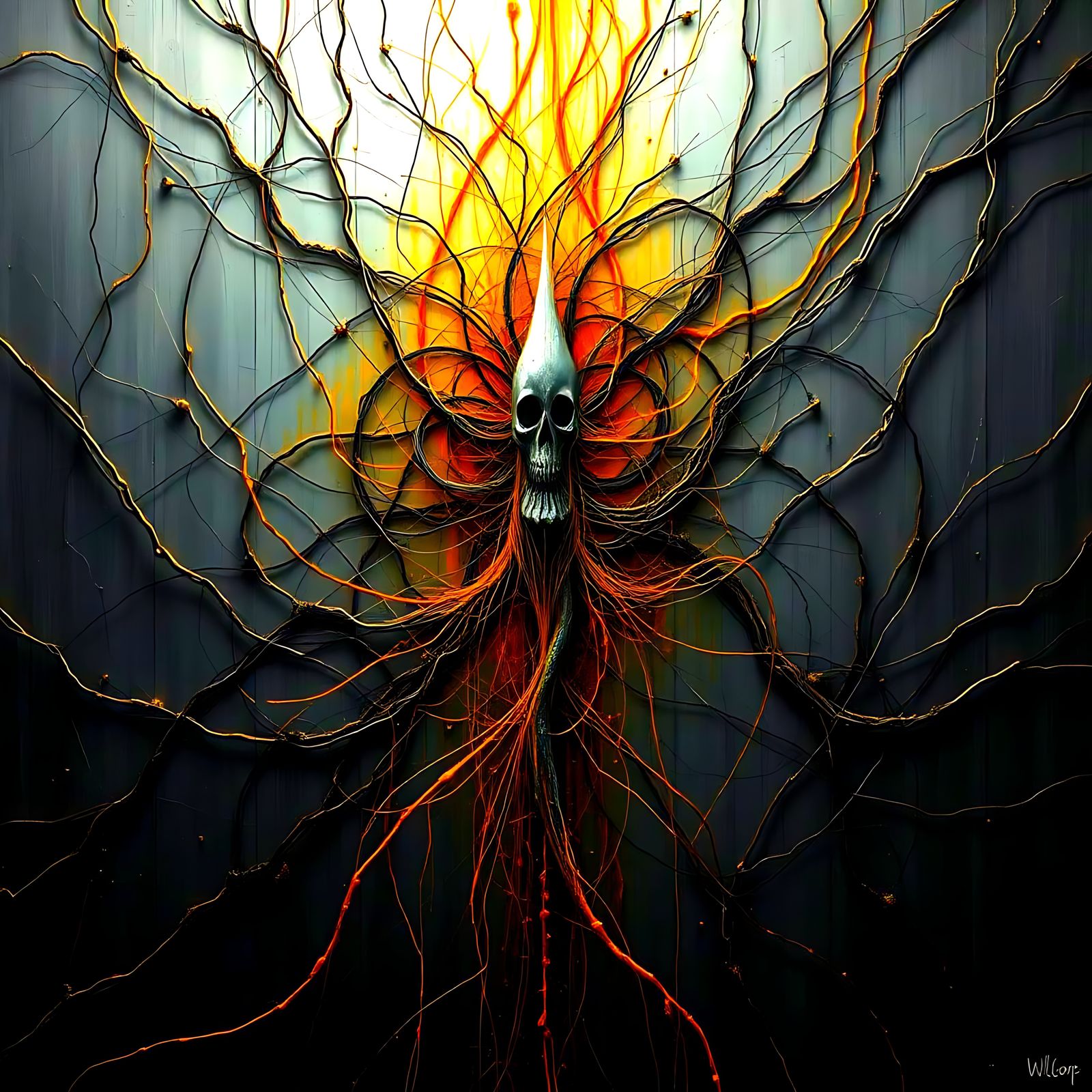 Vorticism Art Piece in Metallic Hues