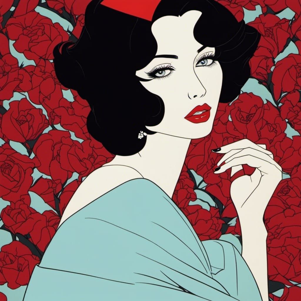 Elegant Woman in Nagel Style Illustration