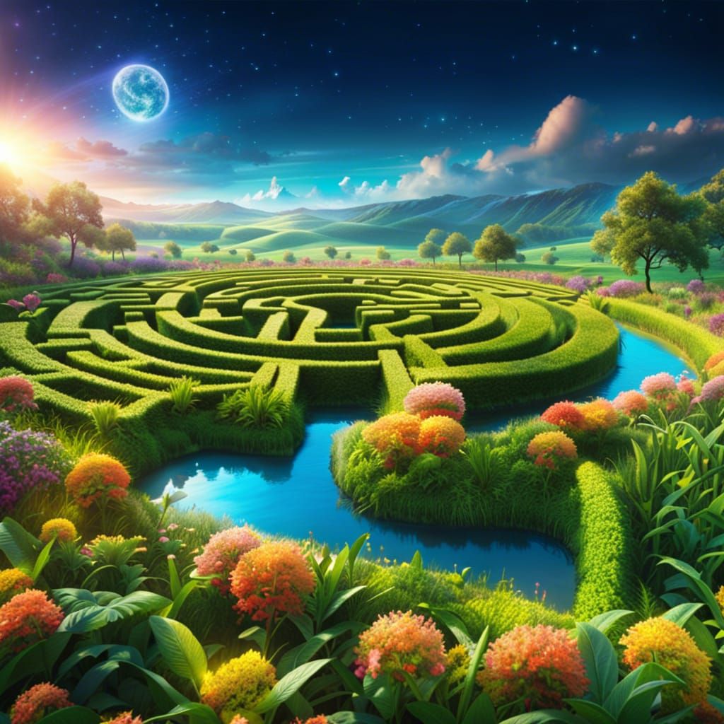 Magical Maze Labyrinth Amidst Farming Landscape