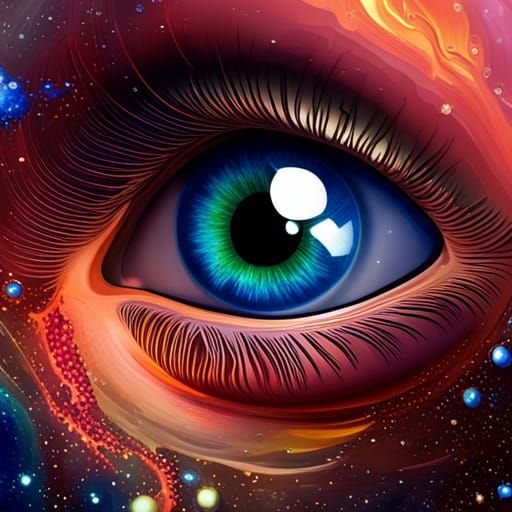 Galaxy Eye in Hyperrealistic Splash Art Style