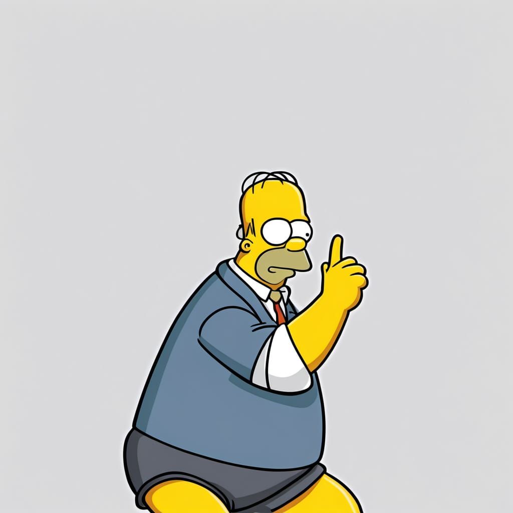 Homer Simpson Shushes in Classic Cartoon Style