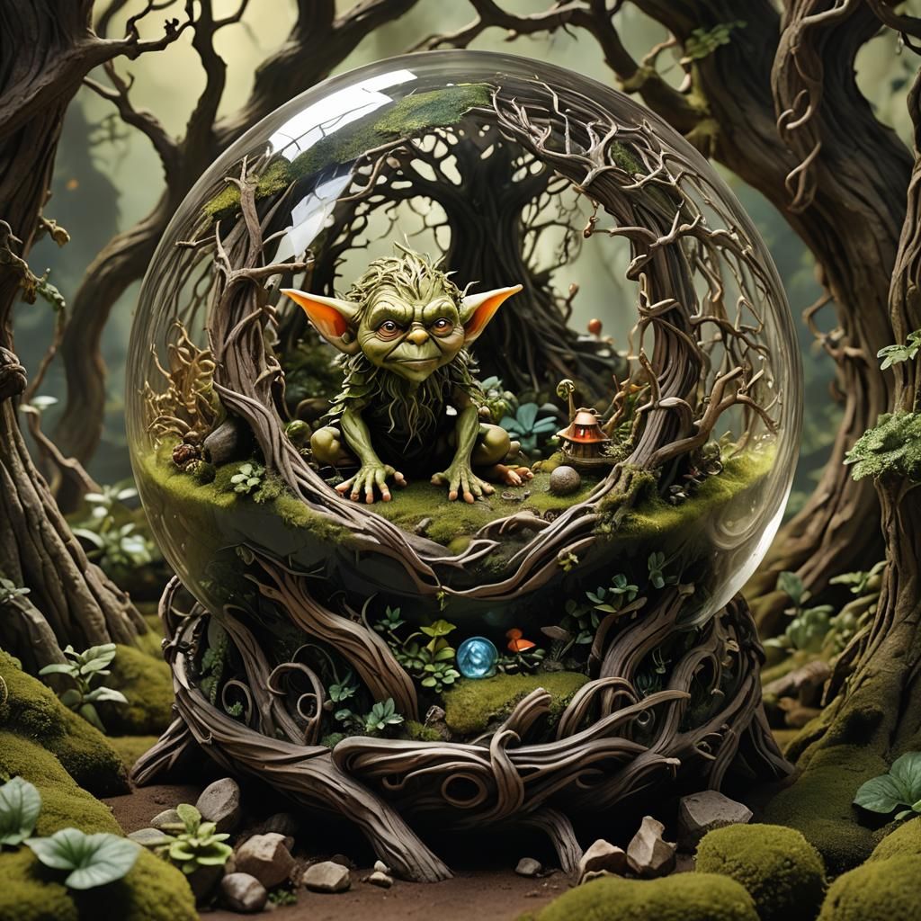 Goblin Lair in Glass Sphere with Eerie Details