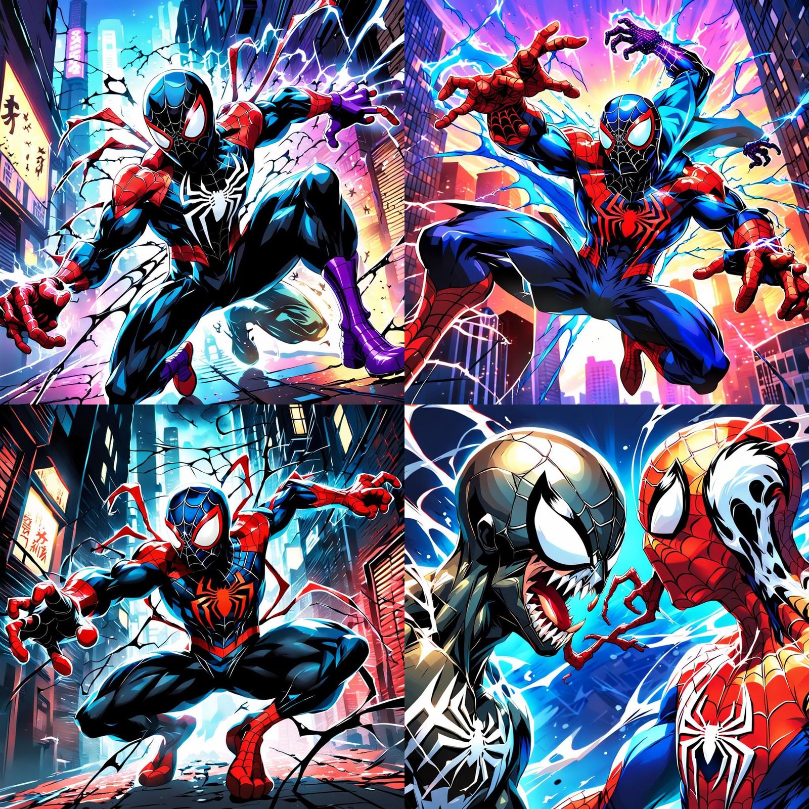Spider-Man vs Venom in Anime Style