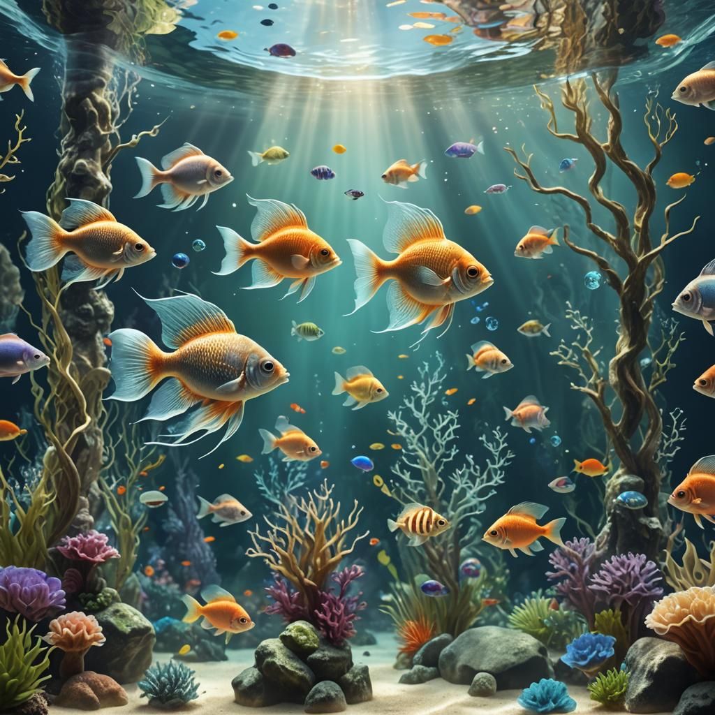Mystical Fantasy Aquarium with Magical Fish
