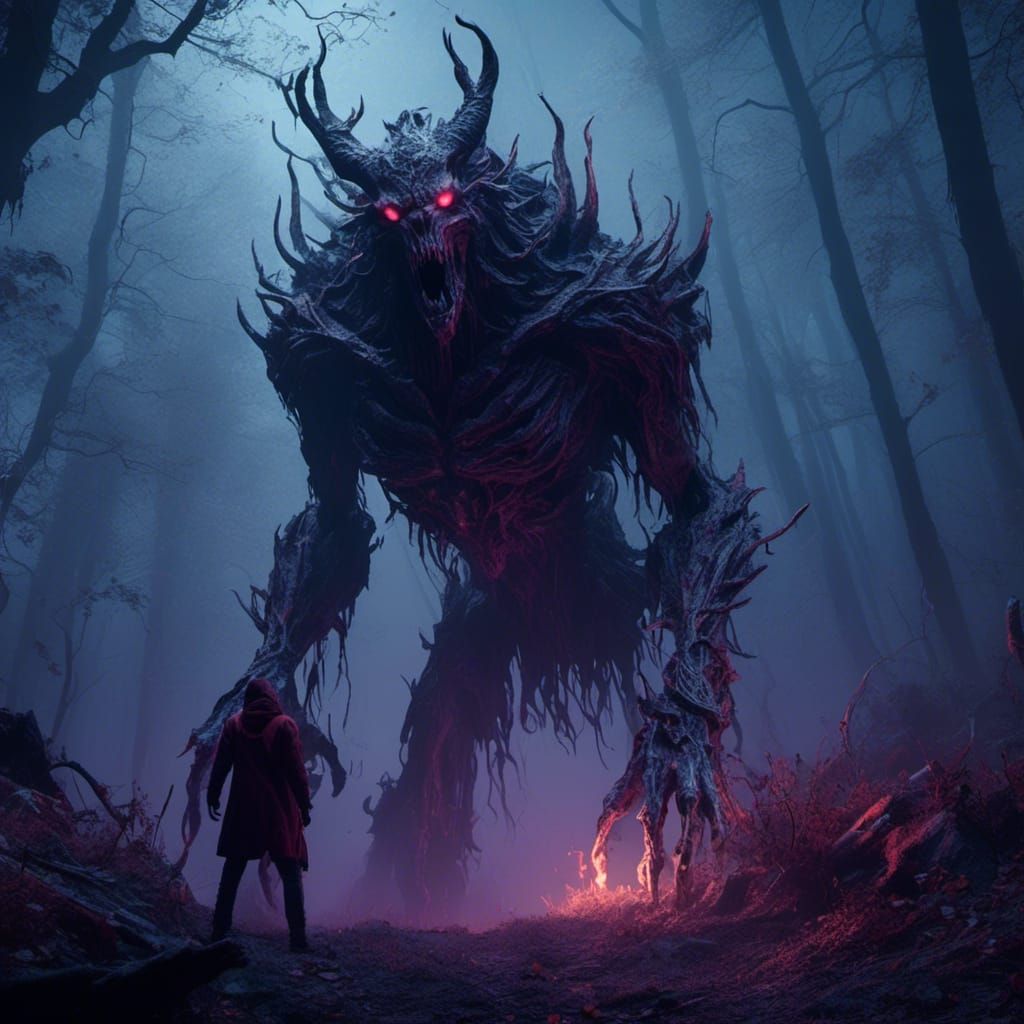 Ghostface Skinwalker Howling in Misty Forest