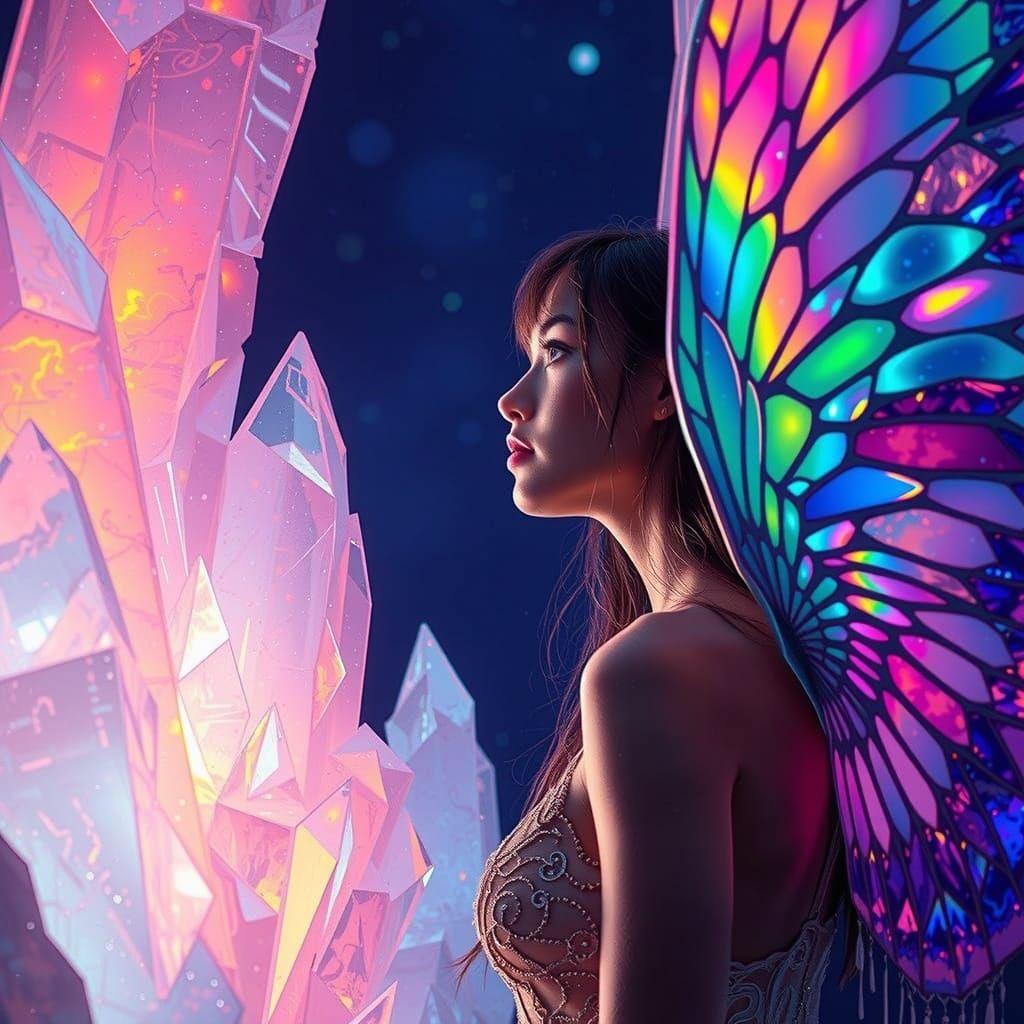 Ethereal Goddess Radiates Iridescent Light