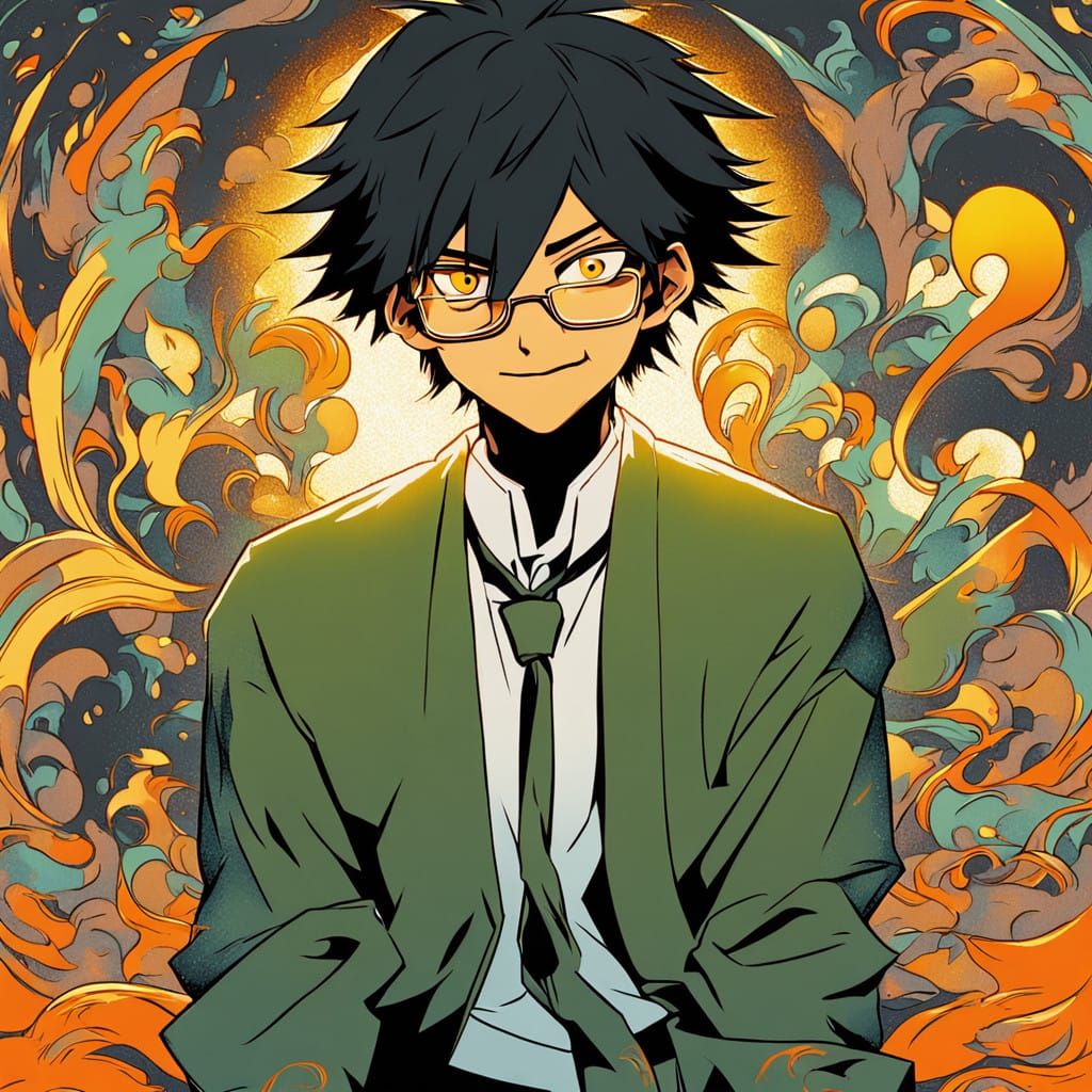 Adorable Anime Boy in Traditional Japanese School Uniform