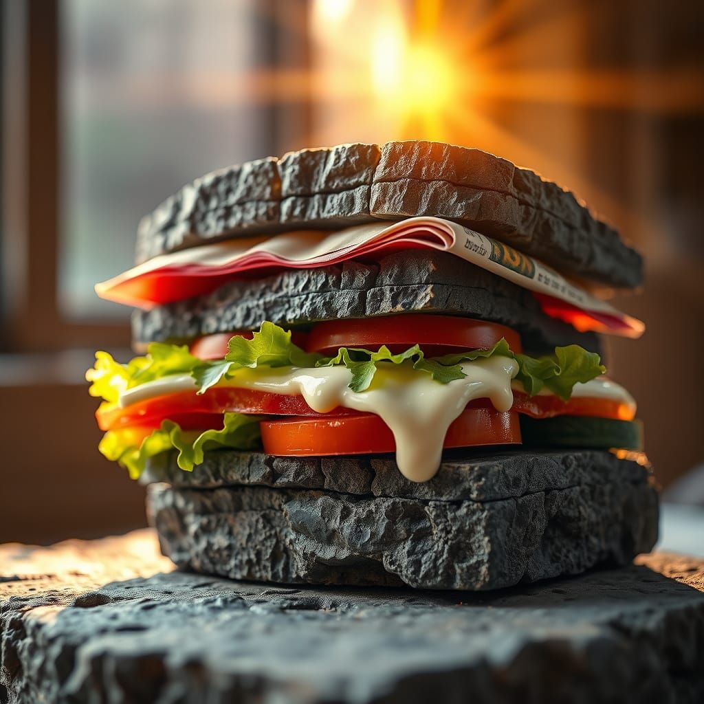 Stone Sandwich: A Surreal Close-Up Composition