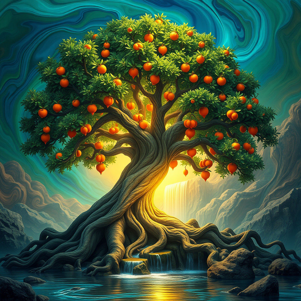 Mystical Tree of Abundance: A Fantasy Concept Art