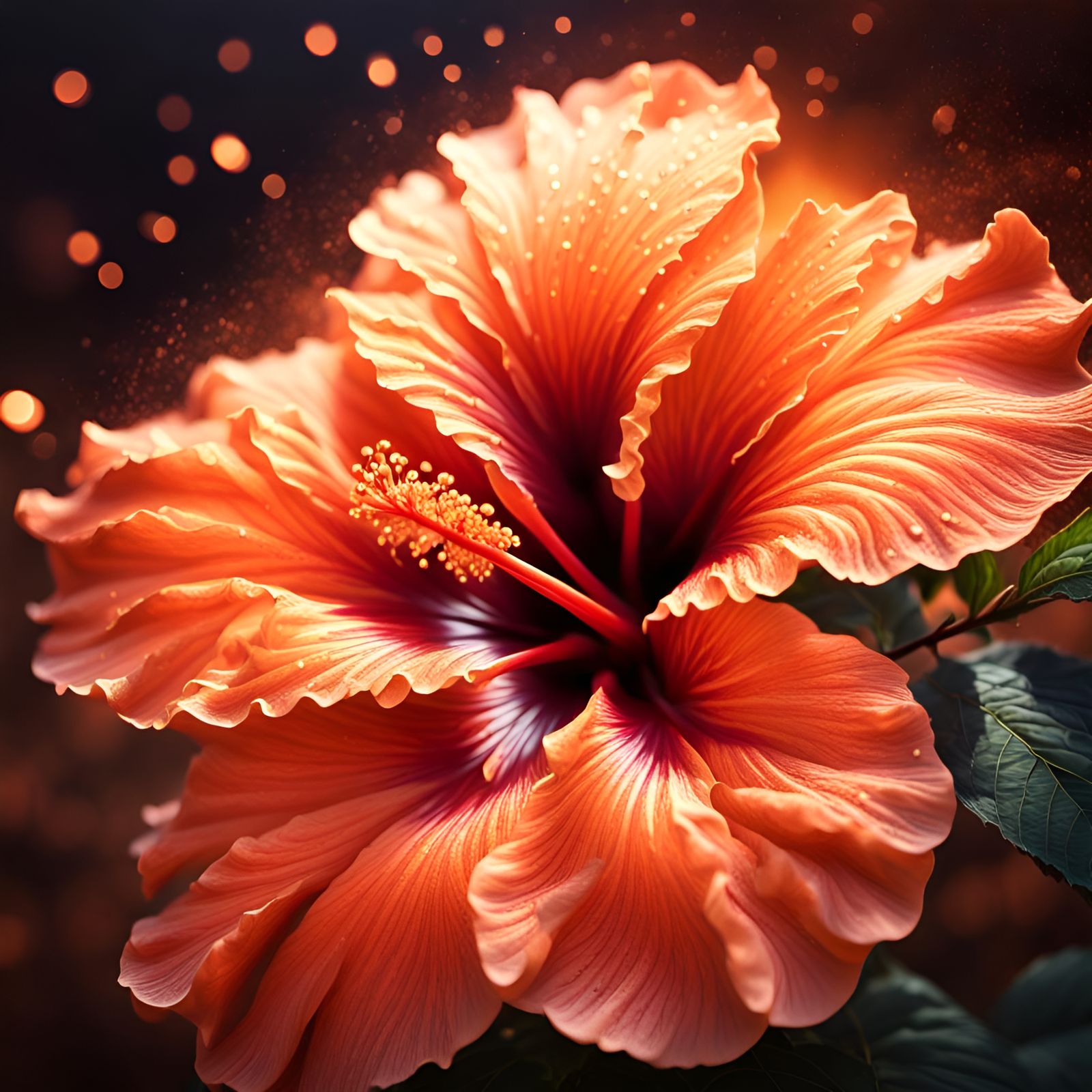 Sunset Hibiscus Flower with Fractal Effects