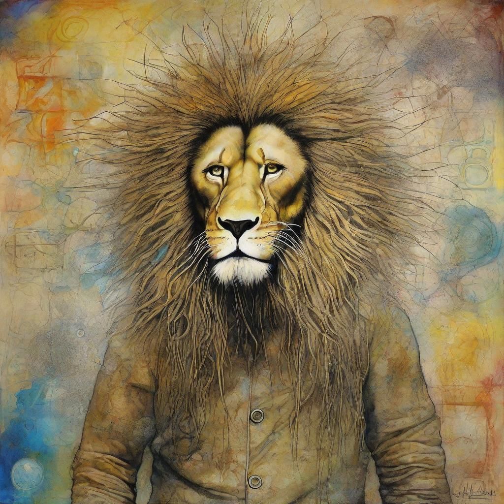 Surreal Lion Woman in Futuristic Dreamscape