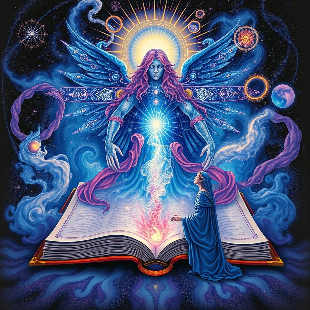 Celestial Being Offers Knowledge: Cosmic Art