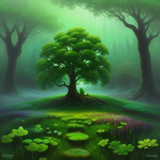 Leprechaun in Shamrock Field: Ethereal Fantasy