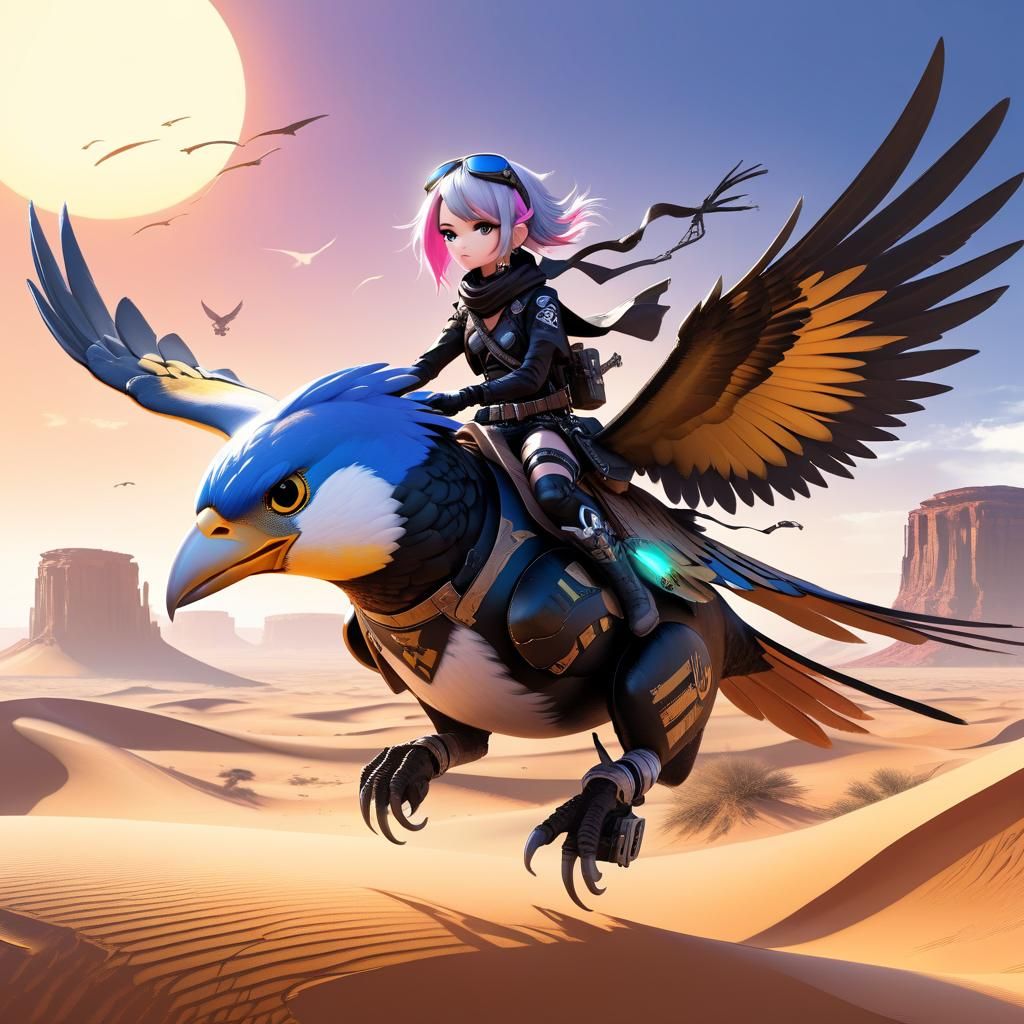 Chibi Punk Pilot on Giant Finch