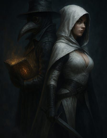 Plague Doctor and Assassin: Dark Fantasy Cover Art