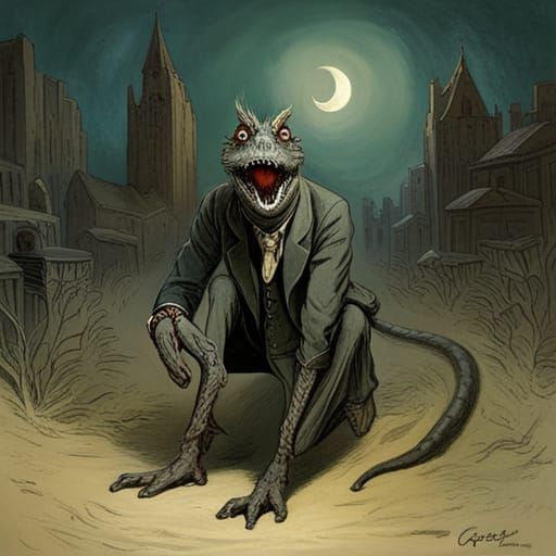 Chupacabra Horror in Doré and Rutkowski Style