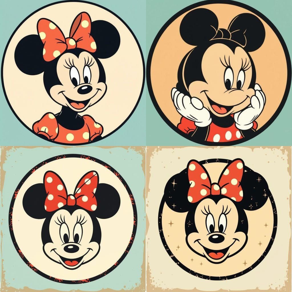 Minnie Mouse Pastel Portrait in Black Frame