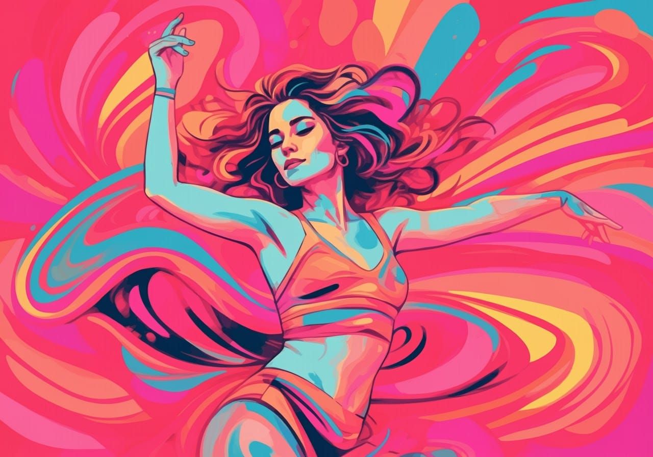 Psychedelic Woman Dancer in 90s Rave Style