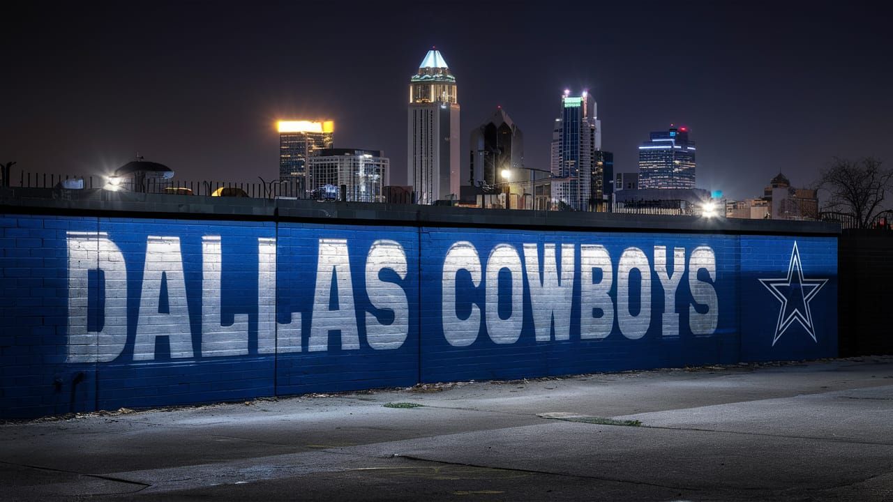 Dallas Cowboys Graffiti Art in Silver and Blue