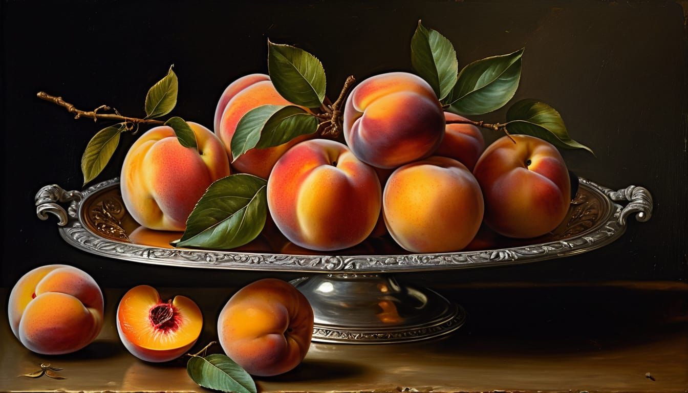 Renaissance Fruit Still Life in Oil Painting Style