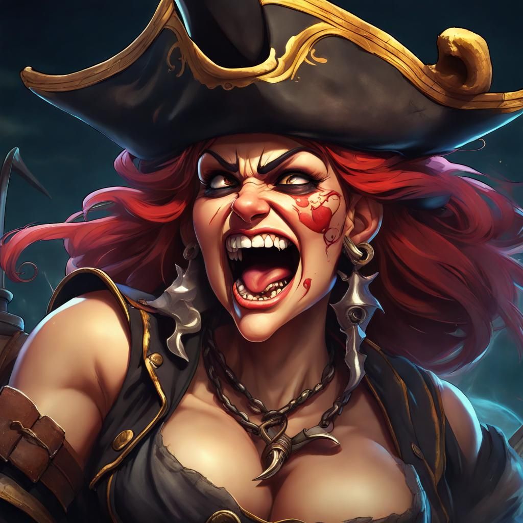 Anime Pirate Woman with a Devious Grin