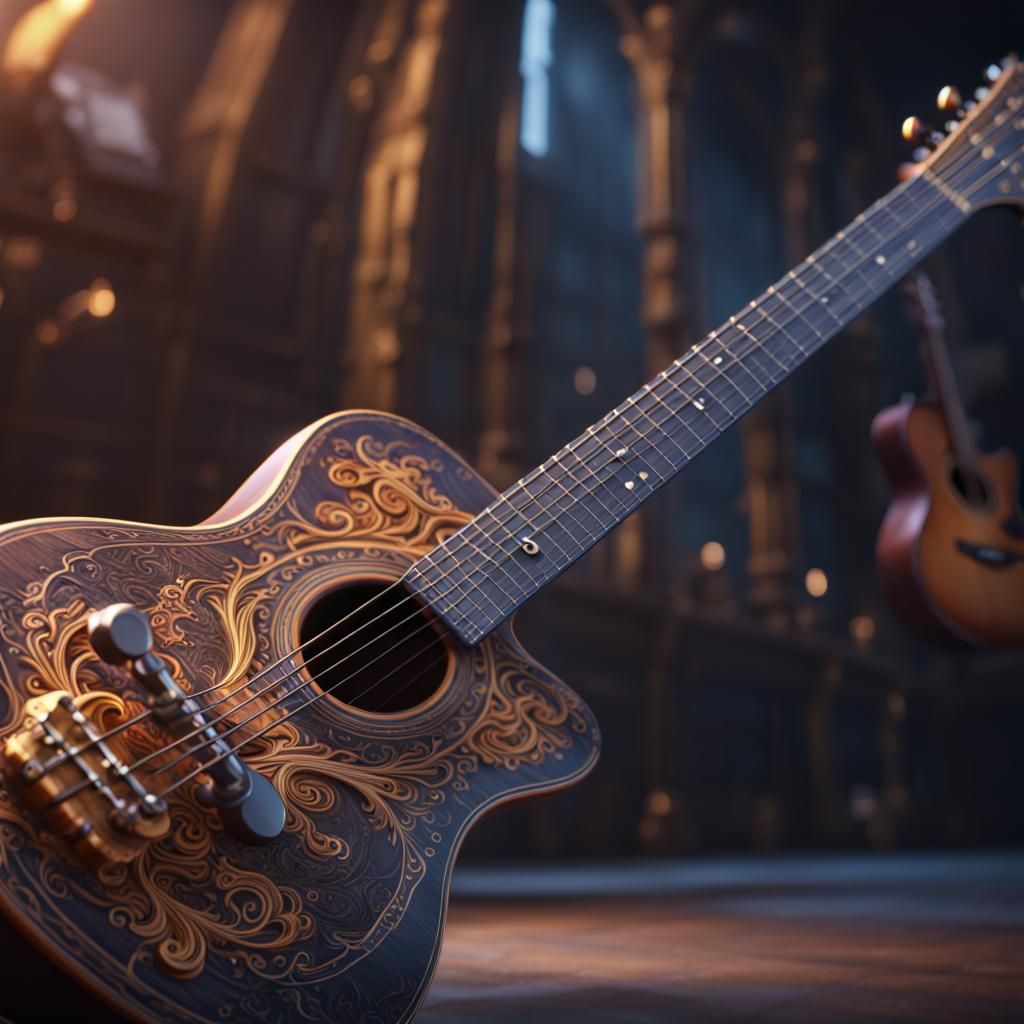 Guitar with Nylon Strings: Detailed Matte Painting