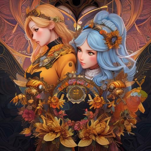 Justice-Sister and Honeybee-Sister Storybook Illustration
