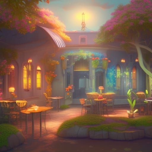 Cute Kawaii Cafe Concept Art