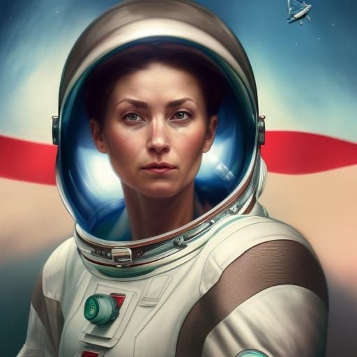 Fierce Astronaut Portrait in Digital Art Style