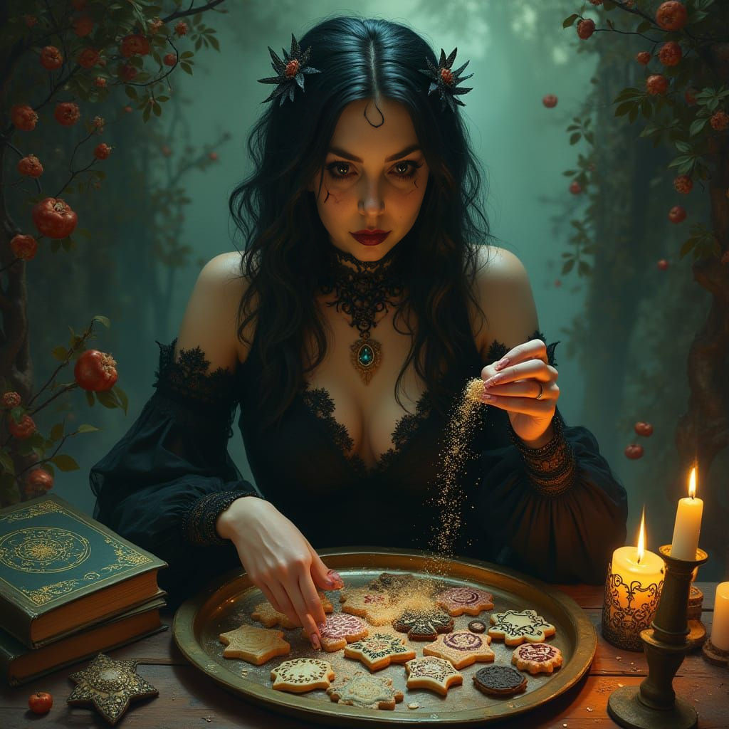 Goth Girlfriend in Dark Magic Ritual