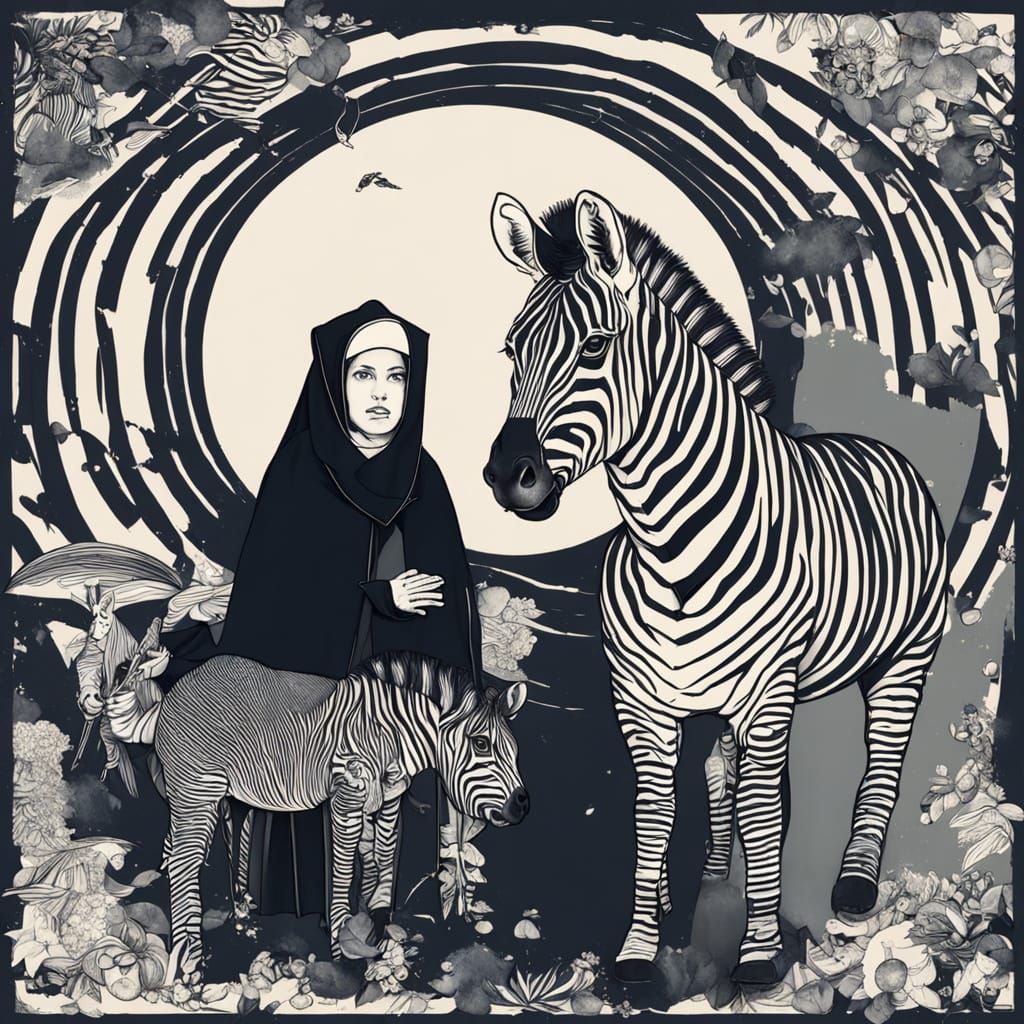 Zebra and Nun Encounter