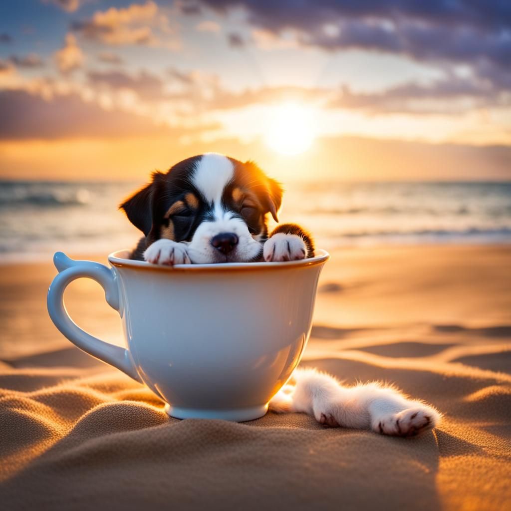 Puppy Dreams: Teacup Nap at Sunset Beach