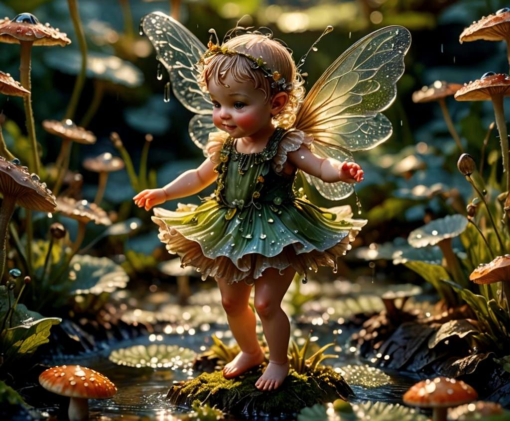 Detailed Macro Photo of a Baby Fairy Dancing
