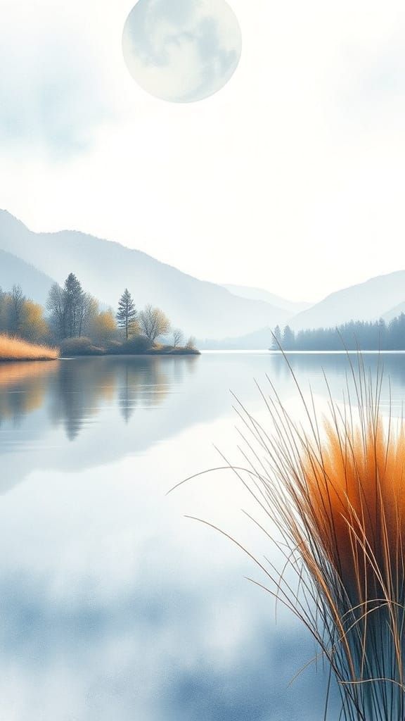 Serene Spring Morning Landscape with Silvery Hues and Delica...