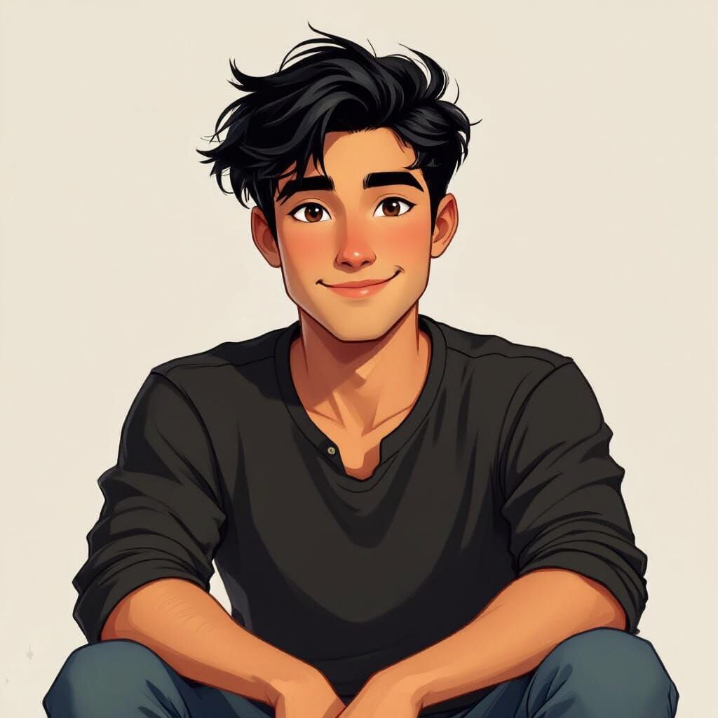 Realistic Portrait of a Young Man with Dark Hair