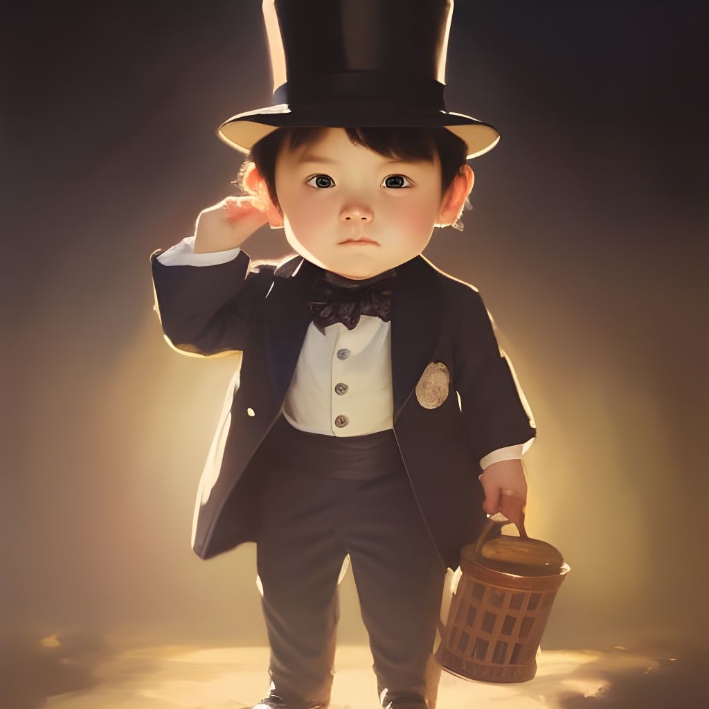 Chibi Victorian Gentleman in Oil Painting Style