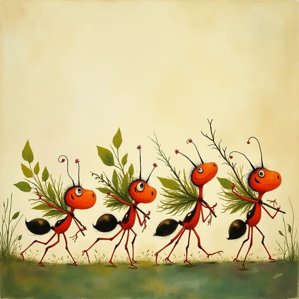 Ants Marching: Whimsical Art Inspired by Surrealist Painters