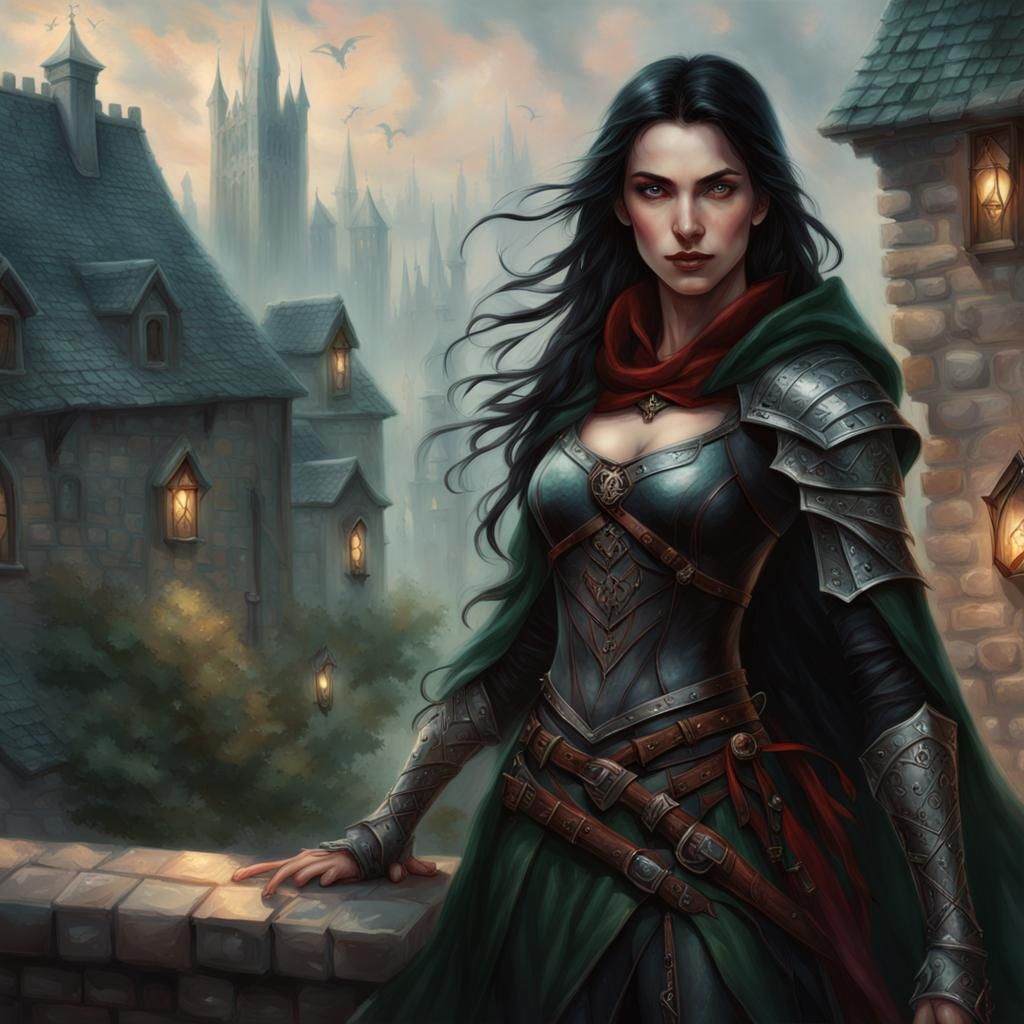 Half-Elf Assassin in Medieval Ethereal Style