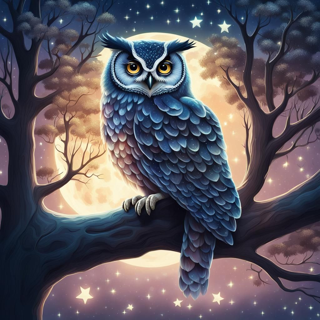 Whimsical Owl in Dreamy Oil Painting Style