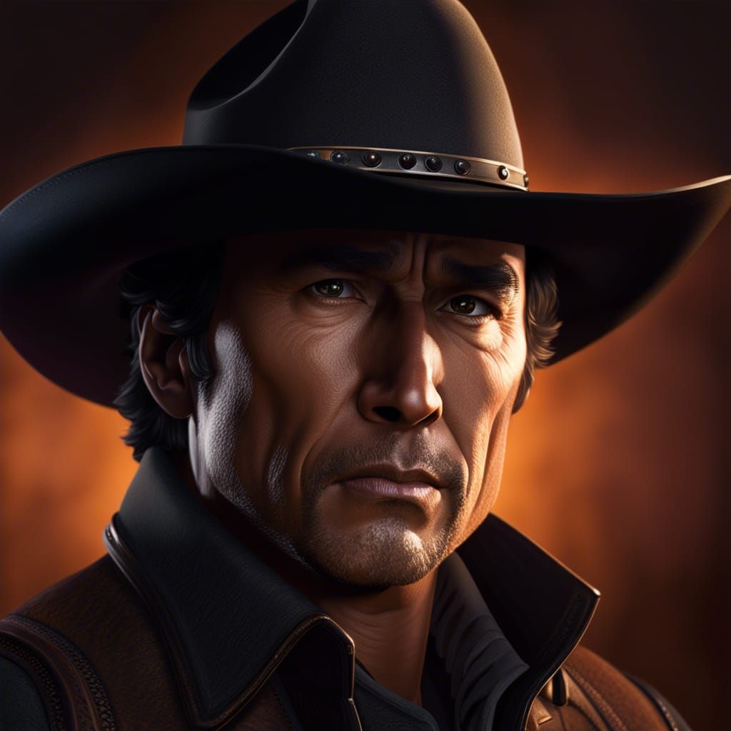 Hyperrealistic Cowboy Portrait with Rugged Features
