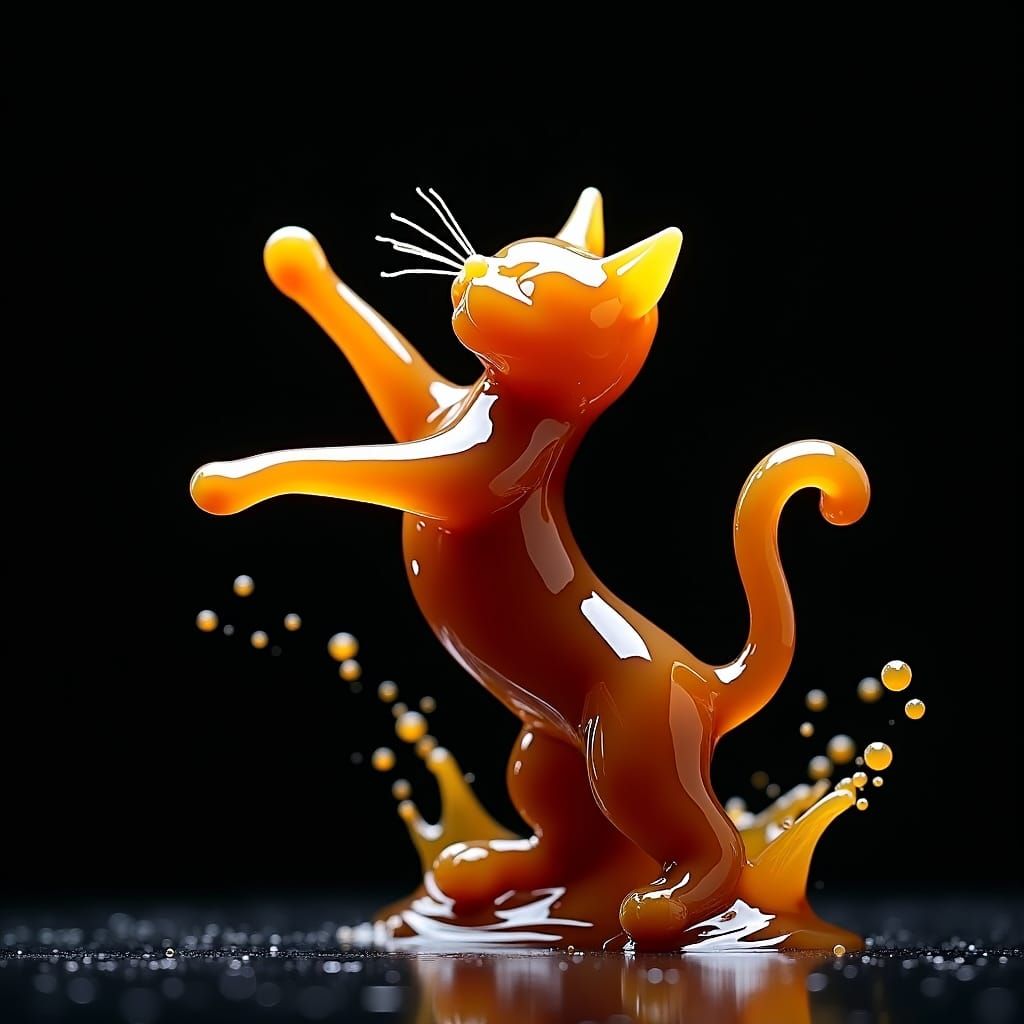 Coffee Splash Cat Leaping in Fantasy Style