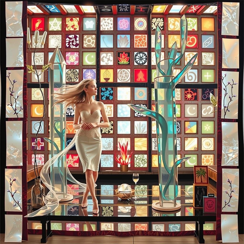 Bioluminescent Garden: Iridescent Hair in Art Deco Style