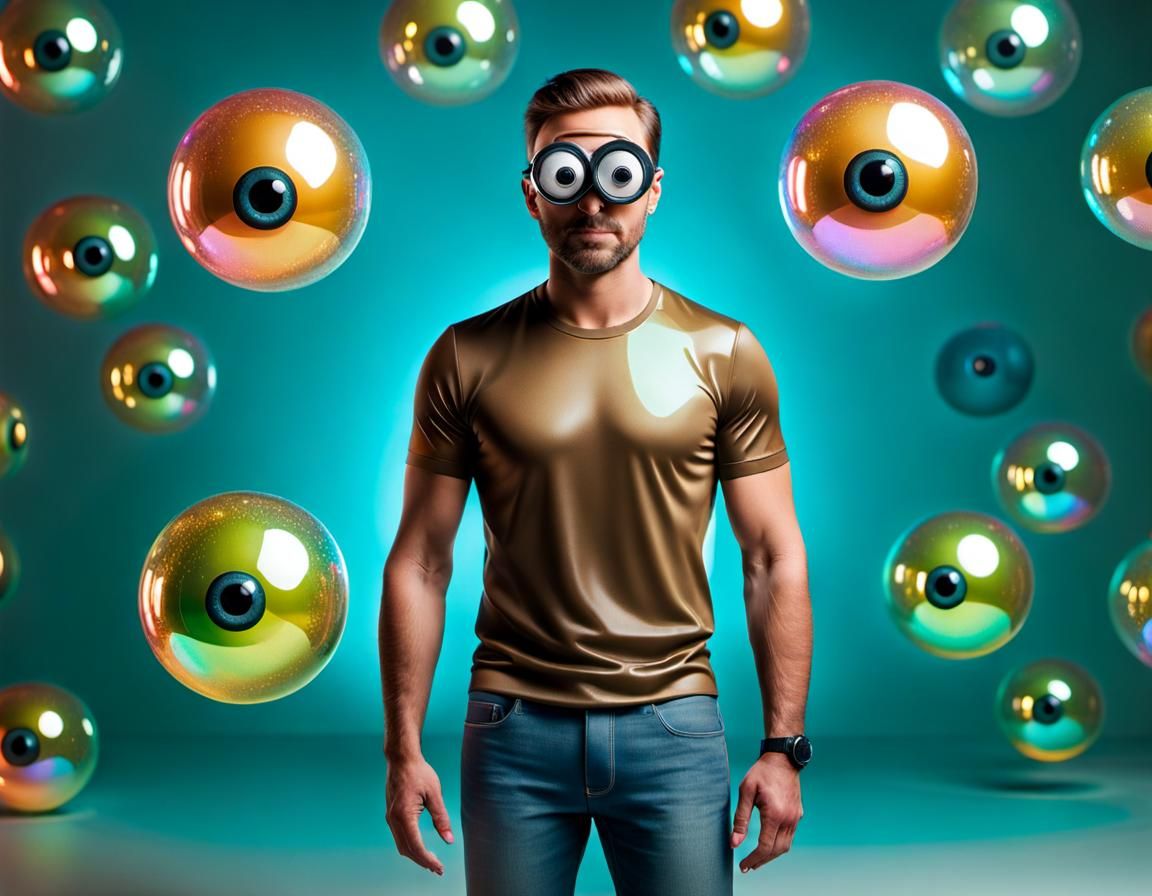 Man with Googly Eyes in 3D Style
