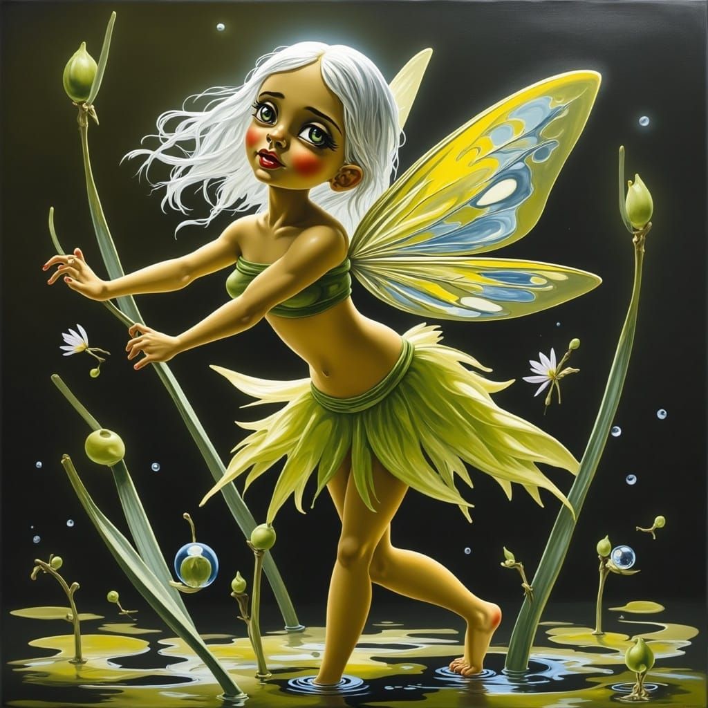 Olive Green Fairy Wings on Marsh Fairy