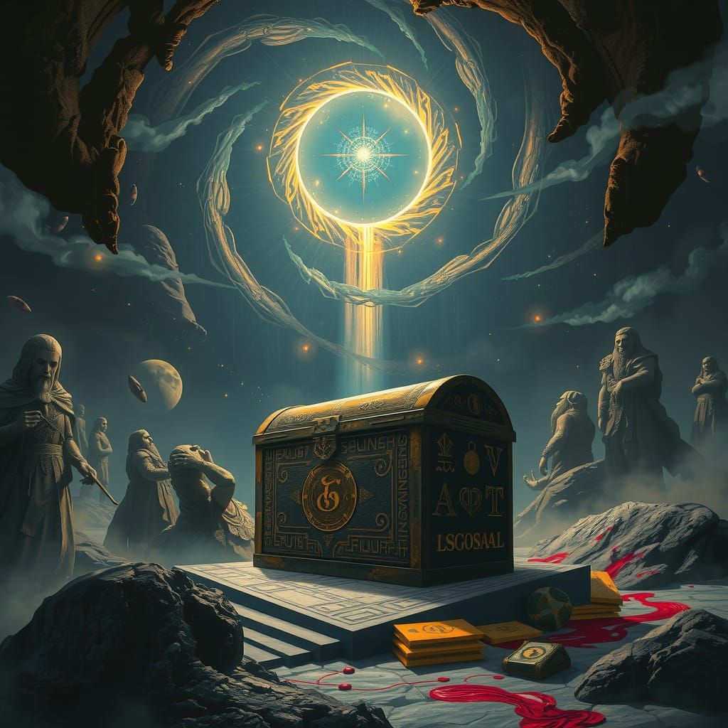 Pandora's Box Under a Mystical Black Sun