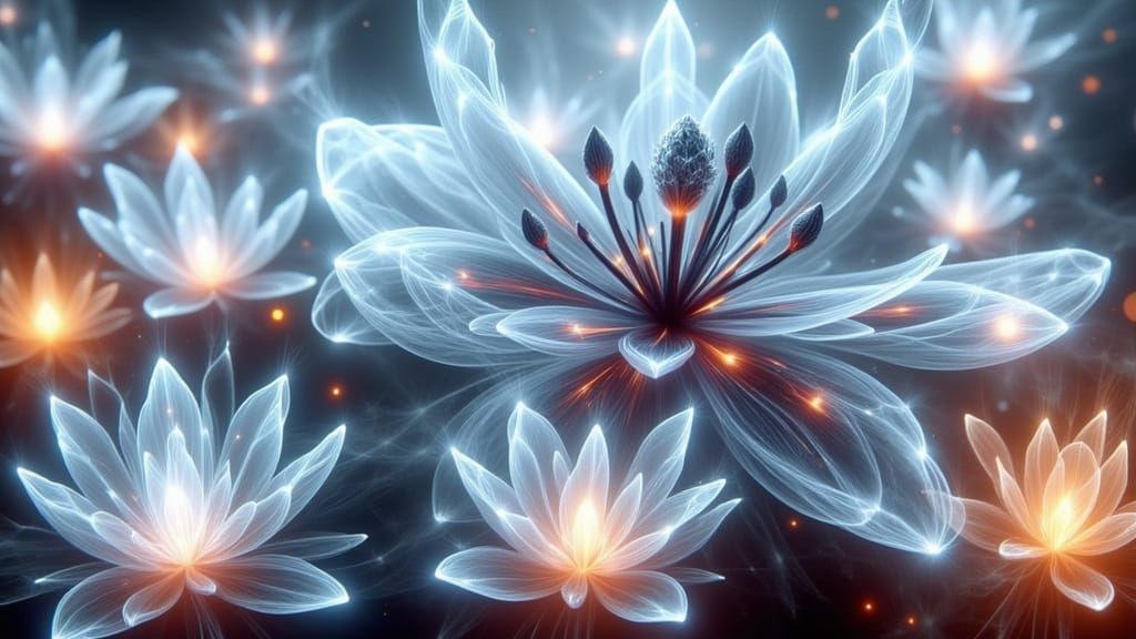 Ethereal Glowing Magical Flower in Klimt Style