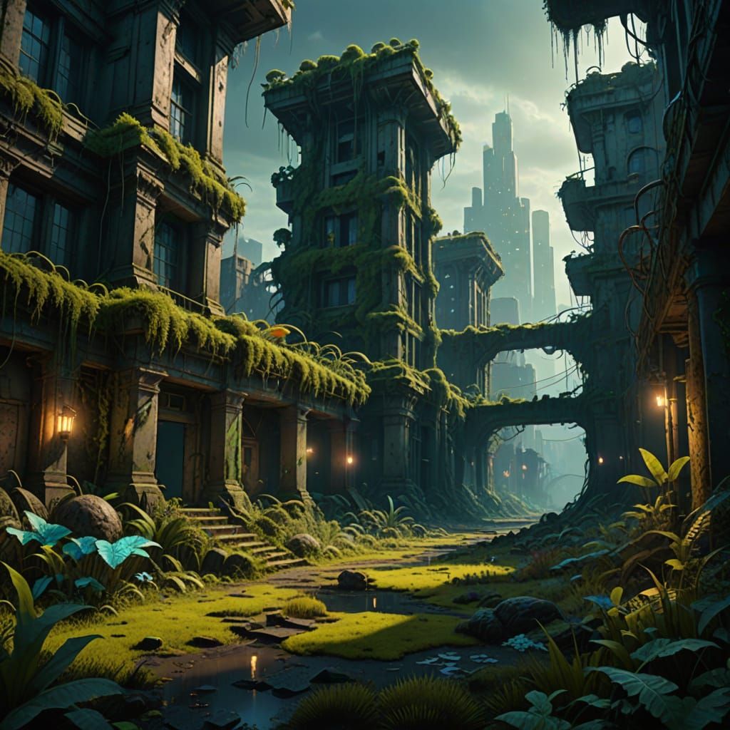 Nature Reclaims Cities Post-Apocalypse in Matte Painting Sty...