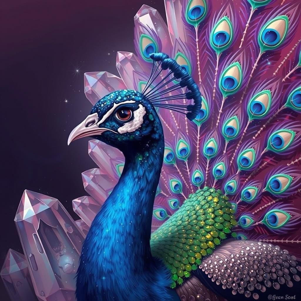a sparkling glitter peacock that sparkles and its gorgeous n...