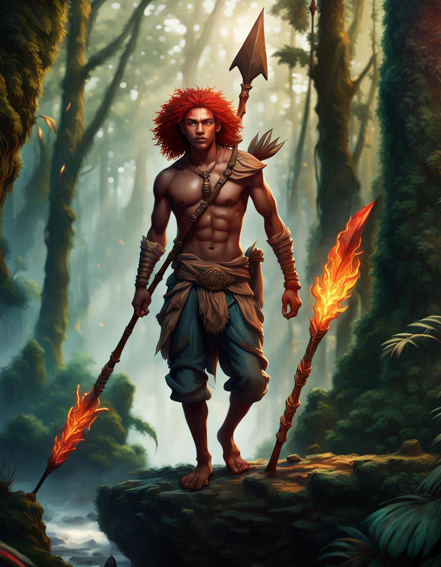 Curupira Rides Wild Boar in Deep Rainforest