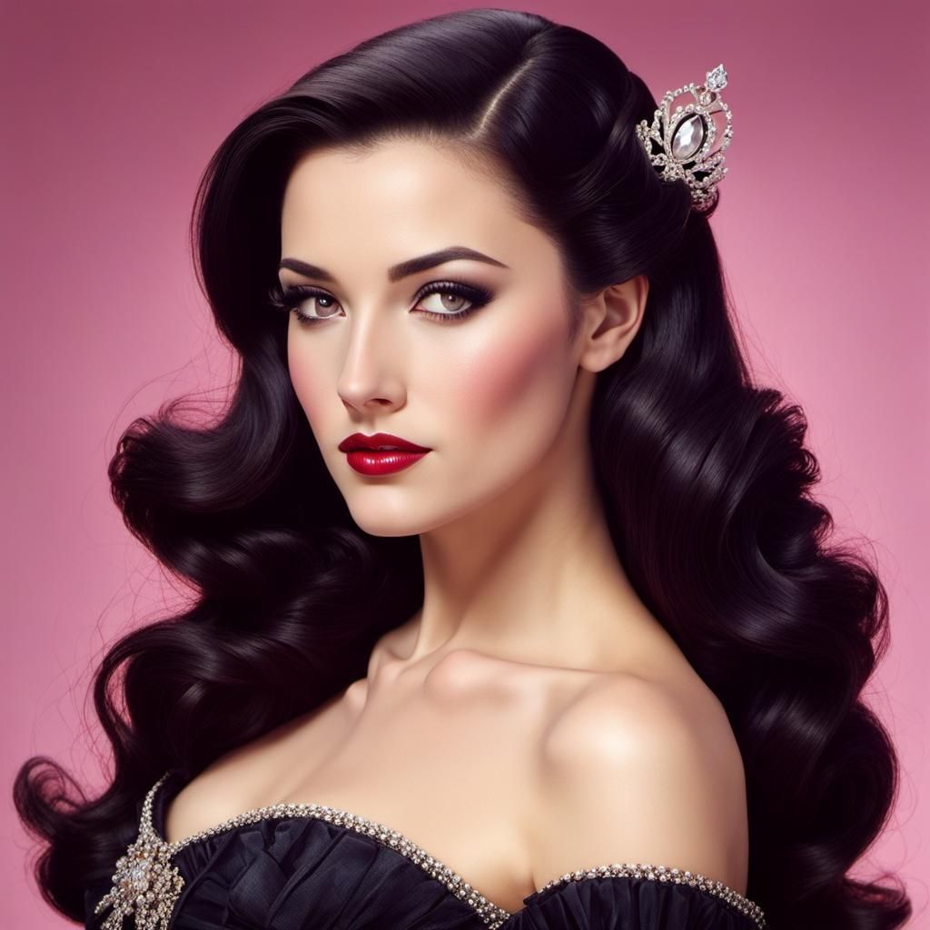 1950s Style Portrait of a Dark-Haired Girl